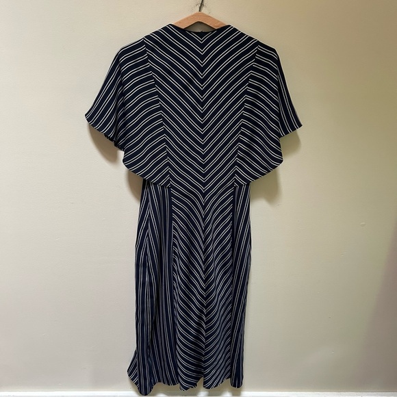 Ted Baker ~Flissie Navy Zip Front Striped Midi Dress in US size 10 (Ted size 4) - Picture 10 of 16